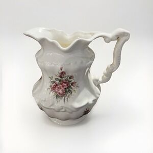 VB Athena California USA Ceramic Pitcher‎ Rose Transferware Pattern 11.5"